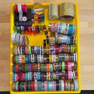 Colorful Washi & Plastic colorful graphic print Tape Collection Lot Bundle